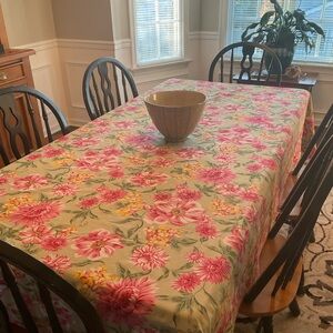 April Cornell Spring Florals Rectangle Tablecloth 60"x50” Pink Green Butterfly